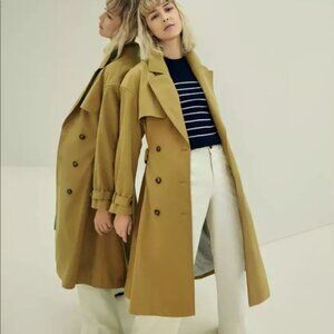 Nili Lotan x Target Pleated Back Trench Coat Camel Khaki Fennel Seed M fits L